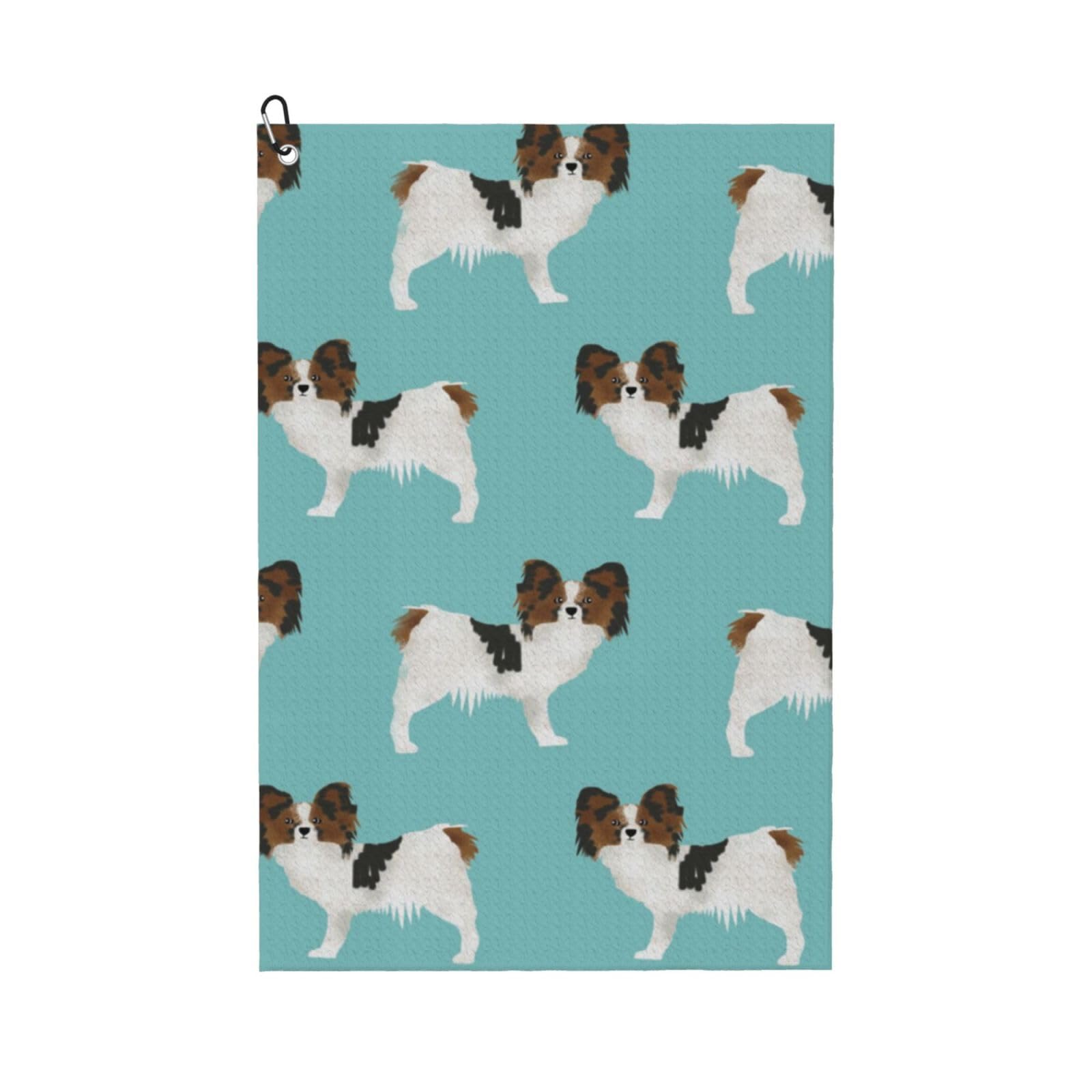 Hnnkloy Papillon Dogs Cute Toy Spaniel Dog, 16x24 in Portable Waffle Golf Towels with Carabiner Clip for Golf Bag
