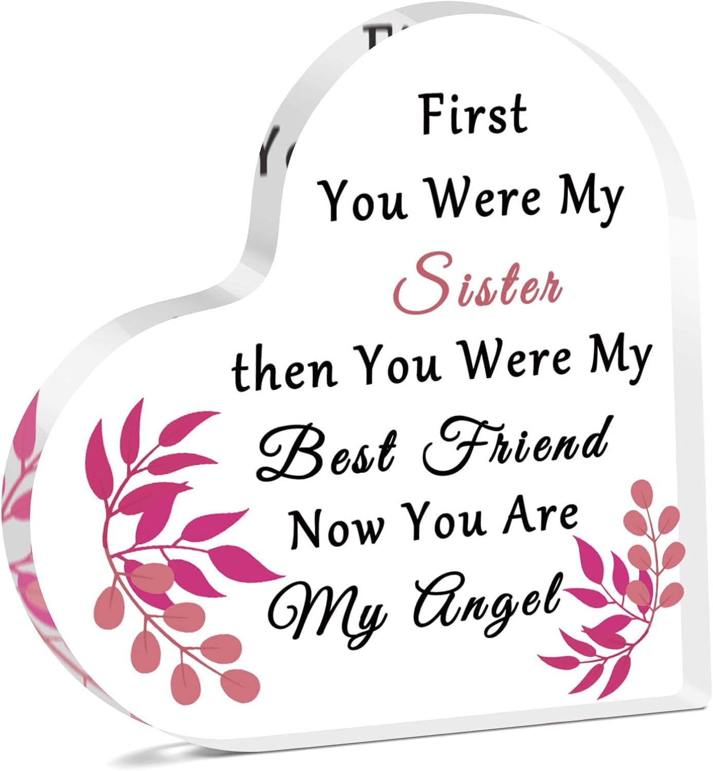 Sympathy Gifts for Loss of Sister Acrylic Heart Keepsake Memorial Desk Sign In Memory of Sister Plaque Bereavement Condolences Funeral Grief Sympathy Gifts Acrylic Heart Keepsake 4 x 4 inch