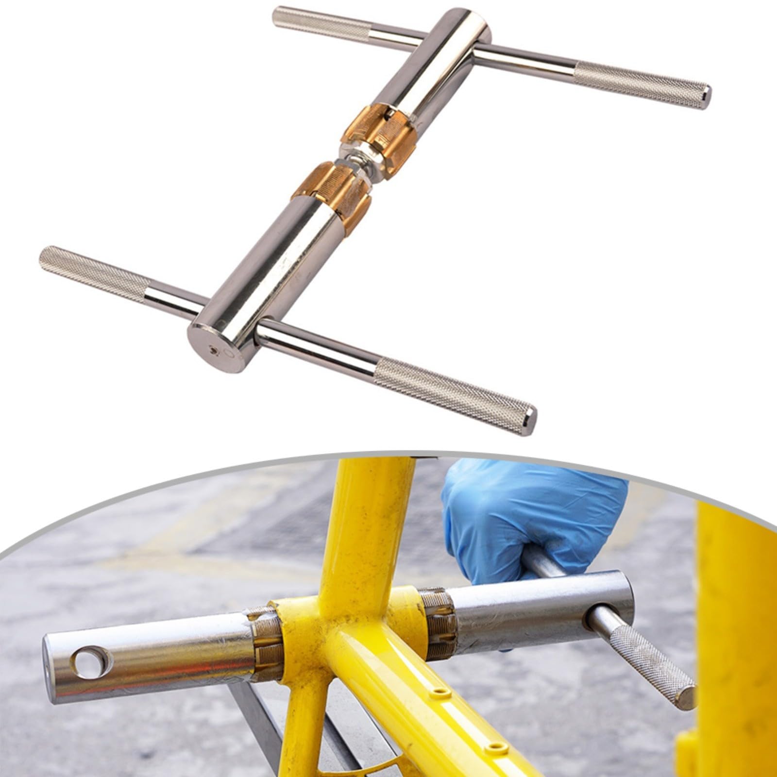 Robustes Fahrrad Tretlager Gewindeschneidwerkzeug aus Aluminiumlegierung, Mit Austauschbaren Bohrern und Tiefer Spanabfuhr, Für Reparatur von Beschädigten oder Flachen Gewinden