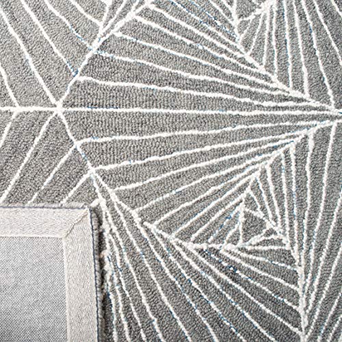 Tapete decorativo gris ecru 2'3" x 5' hecho a mano