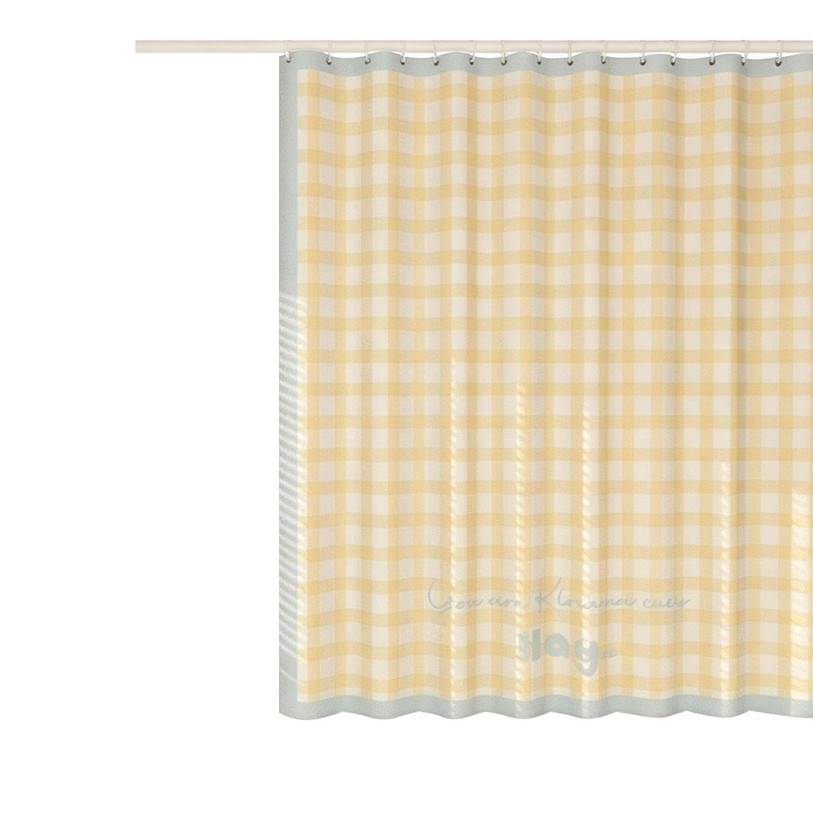 Générique Rideau de Douche en Polyester à Carreaux de Couleur Claire, imperméable et Opaque, avec Impression de Texte Manuscrit décontracté
