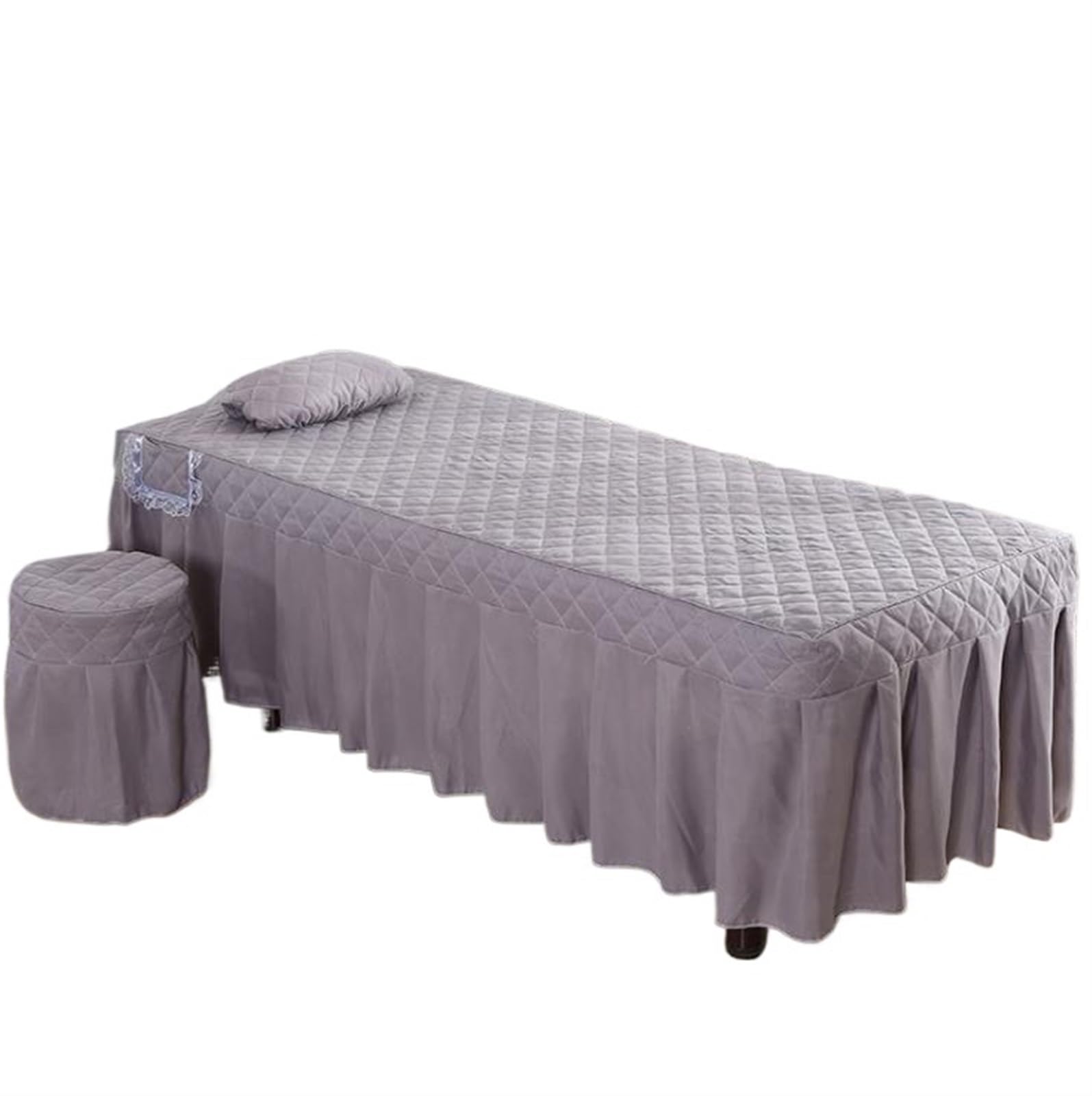 Sabanas Camilla Masaje 1 funda de almohada for camilla masaje, for salón belleza, faldón cama, agradable for la piel con orificio(Solid gray,70X190 bedskirt only)