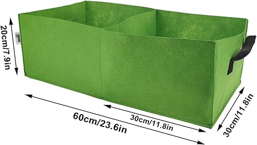 Miniatura 3 de Bolsas de cultivo de plantas, paquete de 5 malas de tela para plantar, bolsa de cultivo rectangular de 2 agujeros, macetas de tomate y patatas