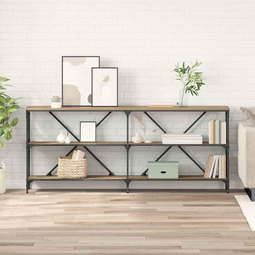 SXZenSpace Console Table 180 x 30 75 cm Artisan Oak Engineered Wood, Modern Slim Hallway with Flat Plank Shelf, Robust Living Room Furniture for Corridor and Bedroom