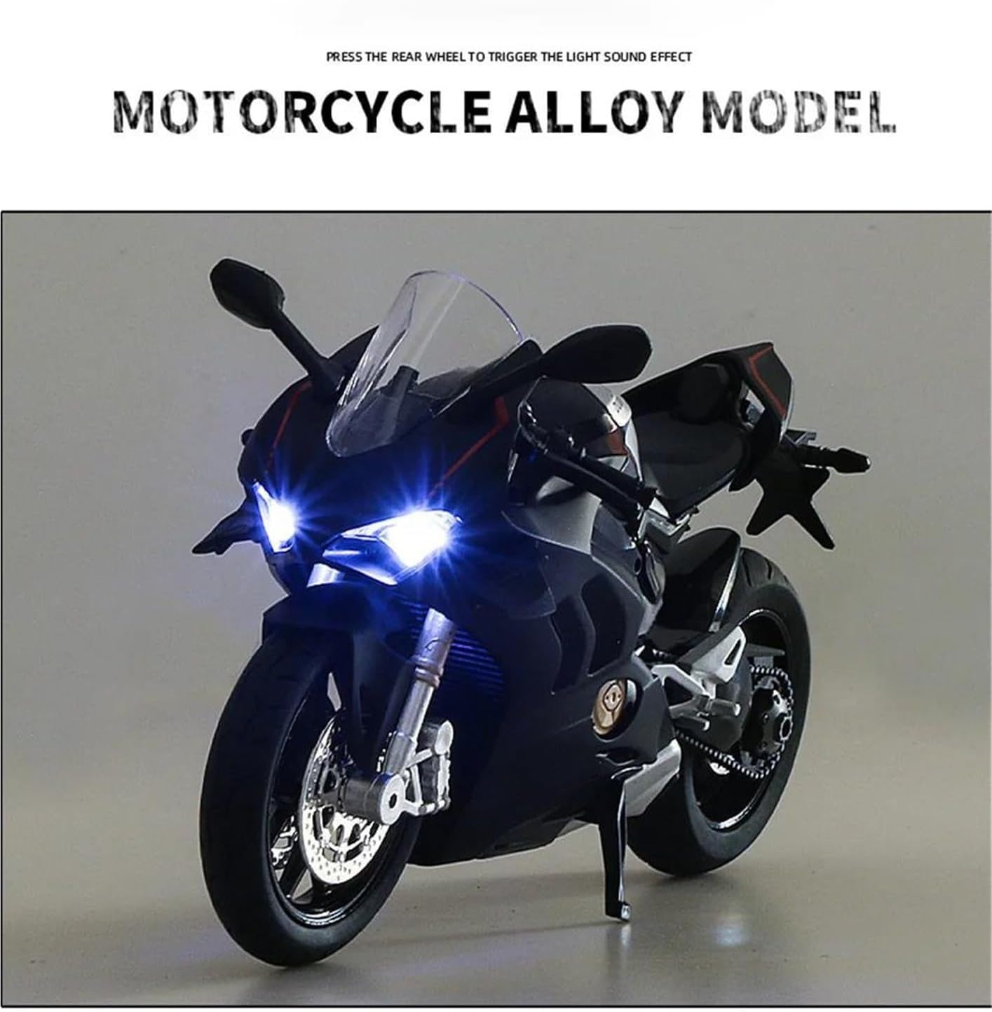 Scale Motorcycle Model 1/12 Sacle for Ducati V4S Panigale Motorcycle Model Metal Vehicle Body Alloy Diecast Sound Light Birthday Gift(Black)