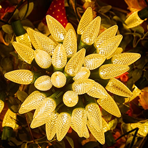 Brightown C9 Christmas String Lights, Commercia Led Outdoor Christmas Lights with 100 Strawberry C9 Bulbs, Waterproof Extendable UL Certified for Party Holiday Wedding Indoor Outdoor Xmas Decor