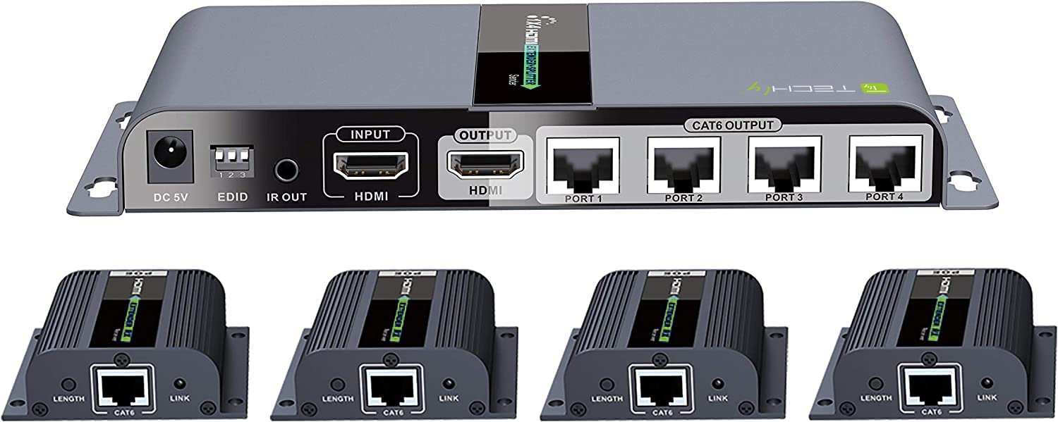 TECHLY 028191 Extender Splitter HDMI 1x4 Poe z IR na Kabel Cat.6 Do 40m
