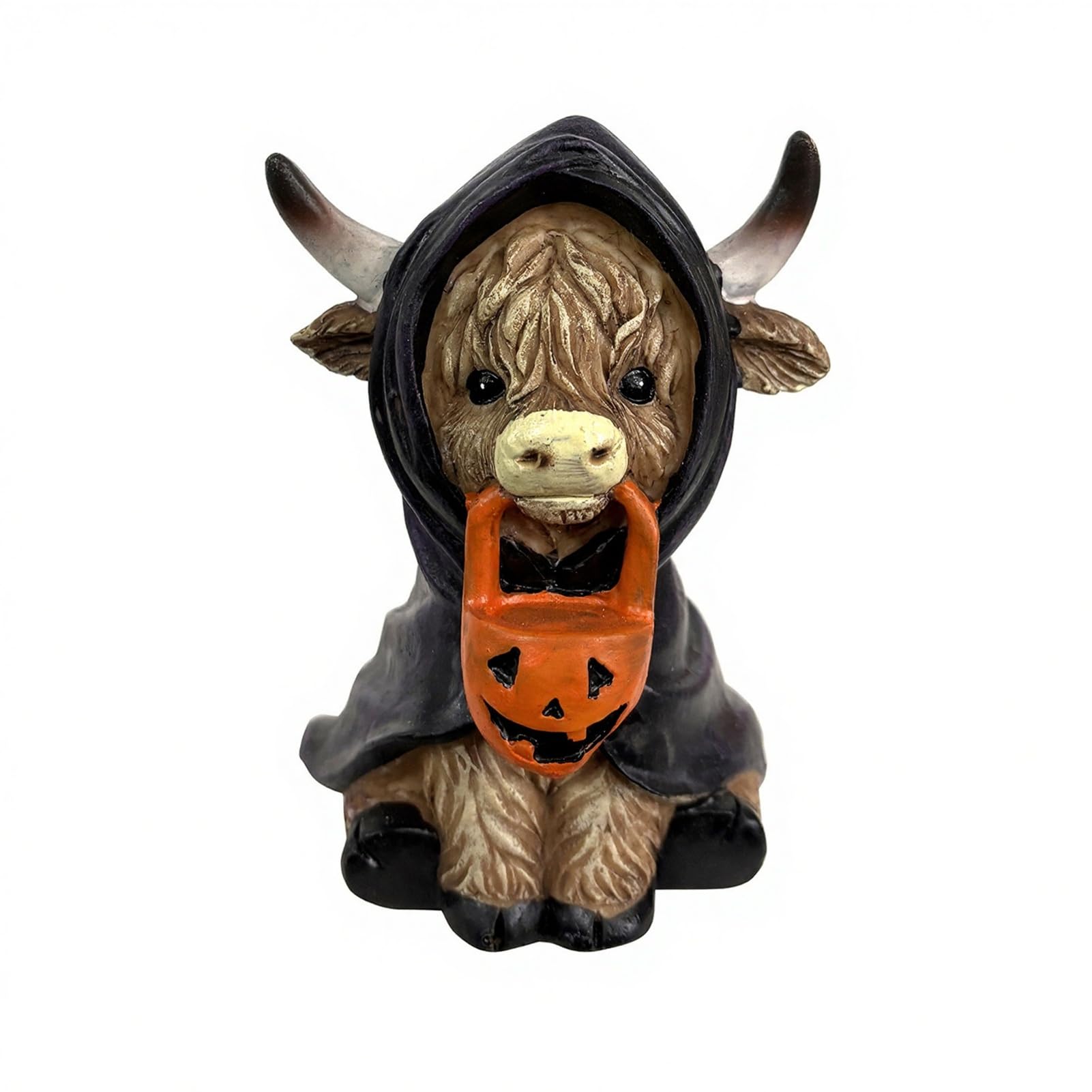 pidodou Highland Cow Statue Halloween Decor Funny Resin Ghost Cow Figurine for Home Office Tiered Tray Table Desk Mantel Shelf Ornaments Gift IdeasC