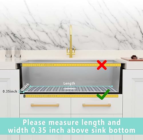 Miniatura 3 de Protectores de fregadero para fregadero de cocina, alfombrilla de fregadero de 24 x 12.5 pulgadas, resistente al calor, alfombrilla de silicona