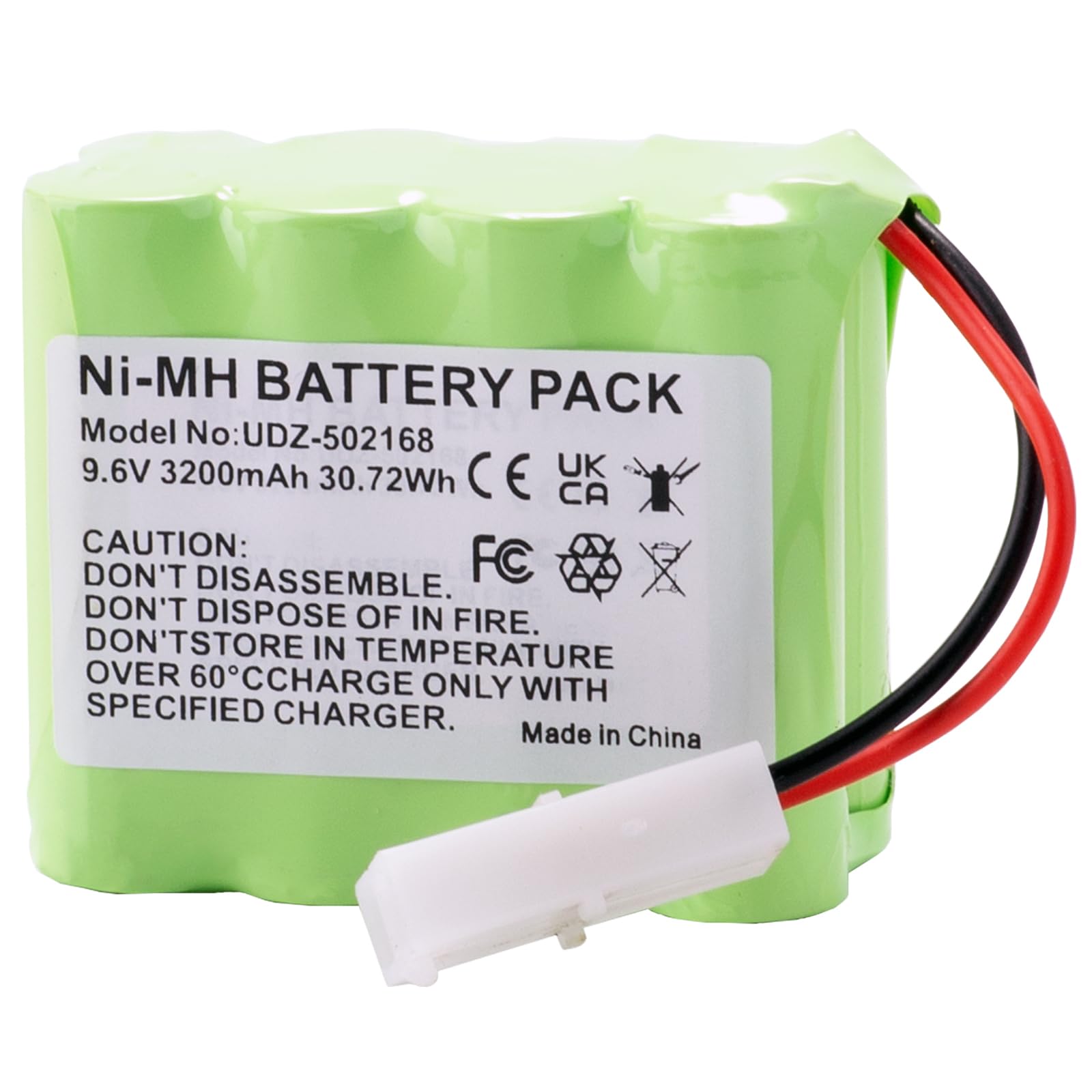 UNIKARO 9.6 V 3200 mAh NI-MH Battery Pack, Rechargeable AA RC Car Battery, with USB Charging Cable, KET 2P Connector for Remote Controlled Trucks, Excavators, Lighting, Power Tools