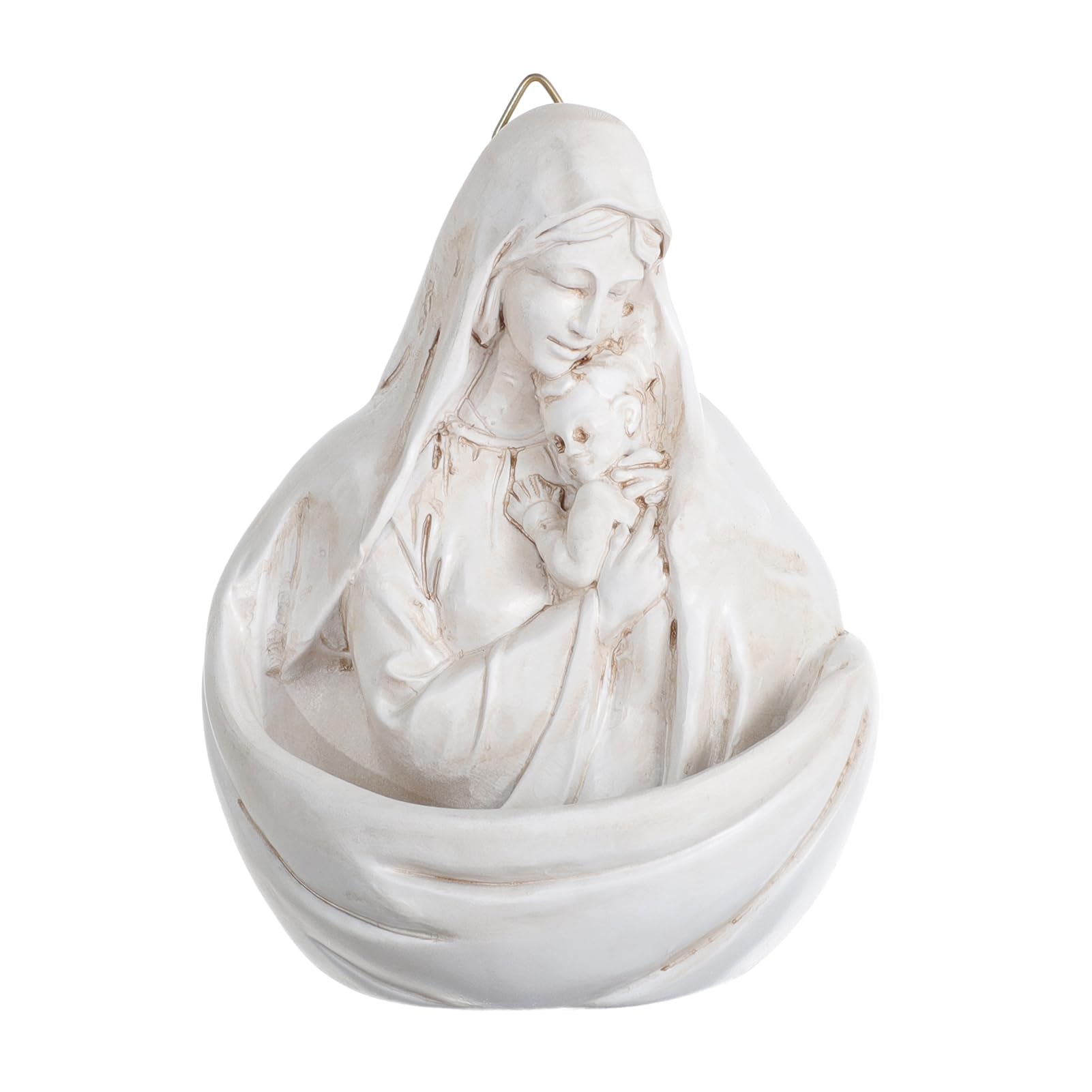 KOMI Madonna&amp;Jesus Resin Holy Water Font for Home Altar Wall Hanging Decor Catholic Gifts