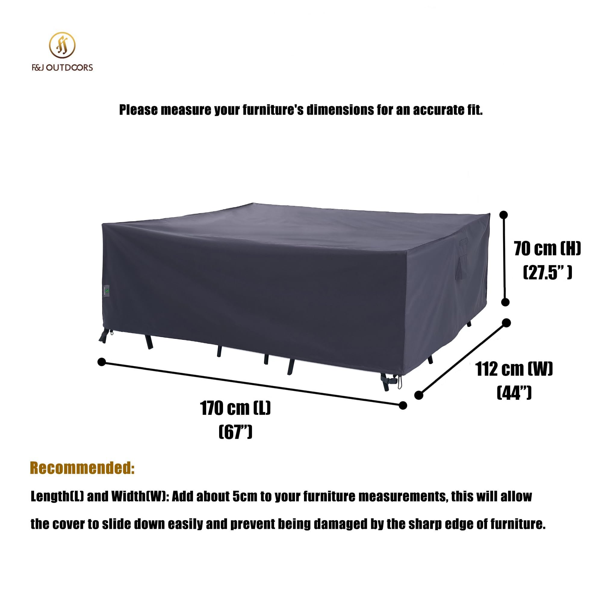 Copertura Per Tavolo Da Giardino Imperiale F&J Outdoors - Impermeabile, Antivento, 320x211x84cm, Nero - Foto 3