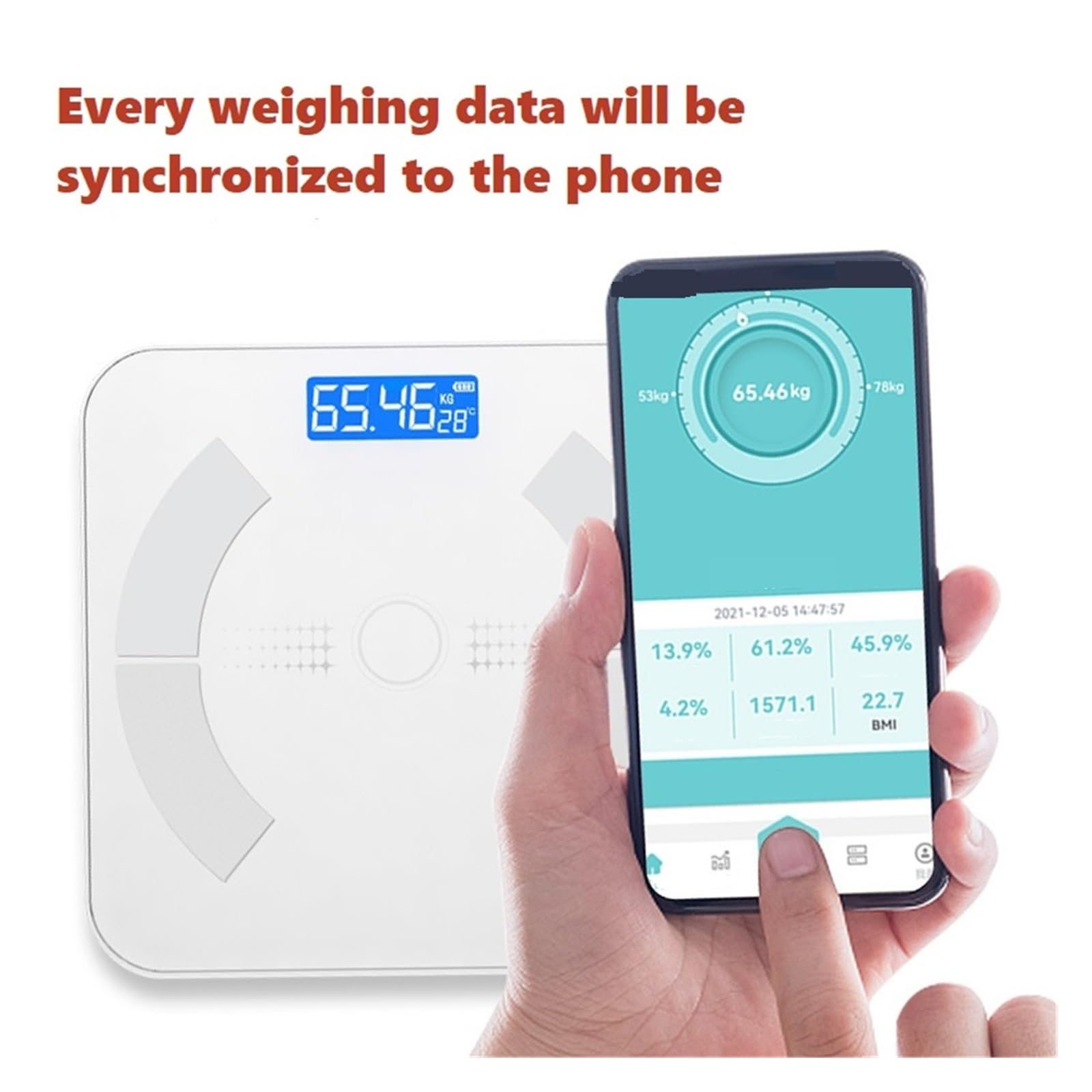 Básculas De Baño Báscula Cuerpo Piso Bluetooth Grasa BMI Peso Inteligente Digital LED Analizador Composición Corporal Equilibrio Preciso FáCil De Leer(White)