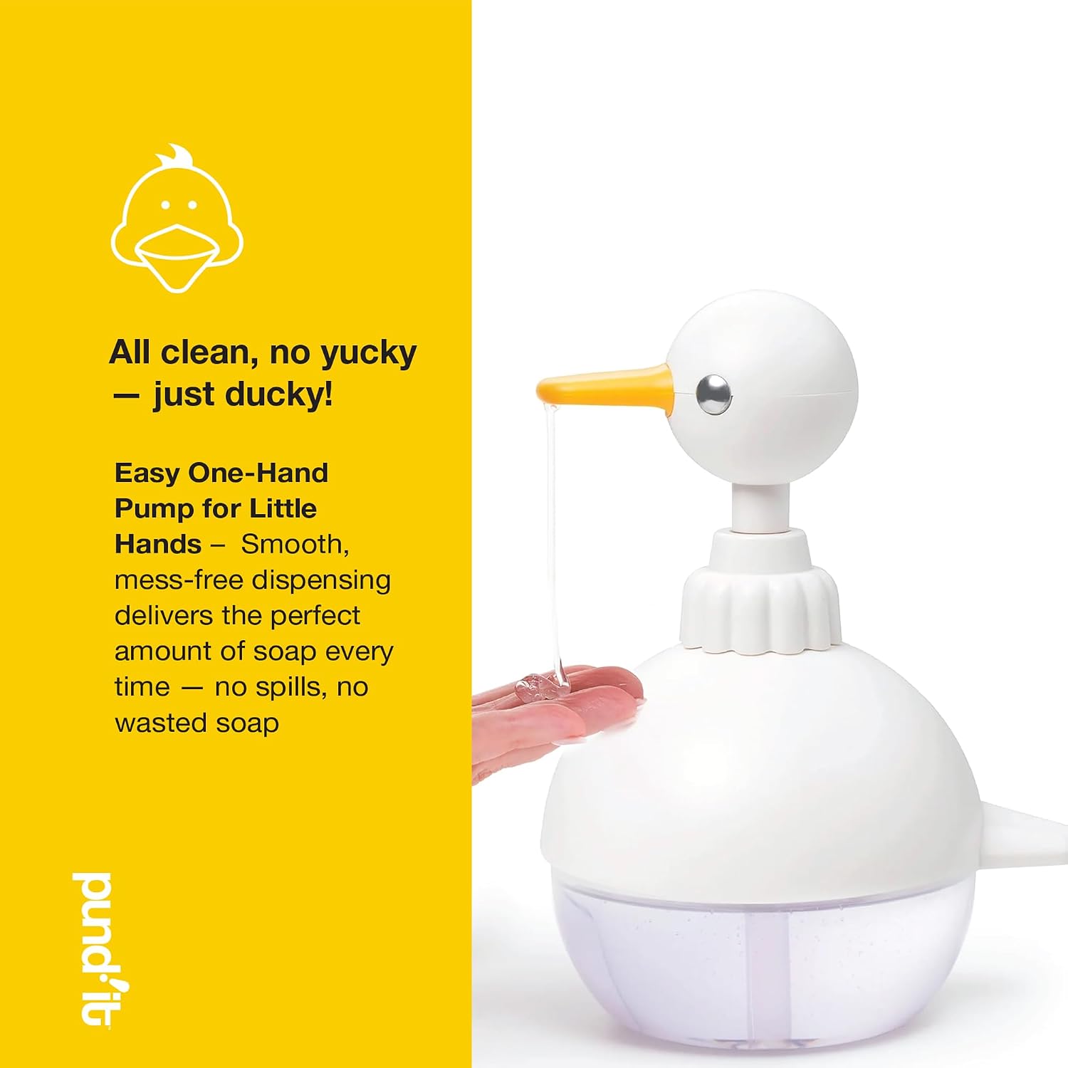 Pund'it Soap Dispenser, Duck 11 Ounce Cute Bathroom Hand Soap Dispenser
