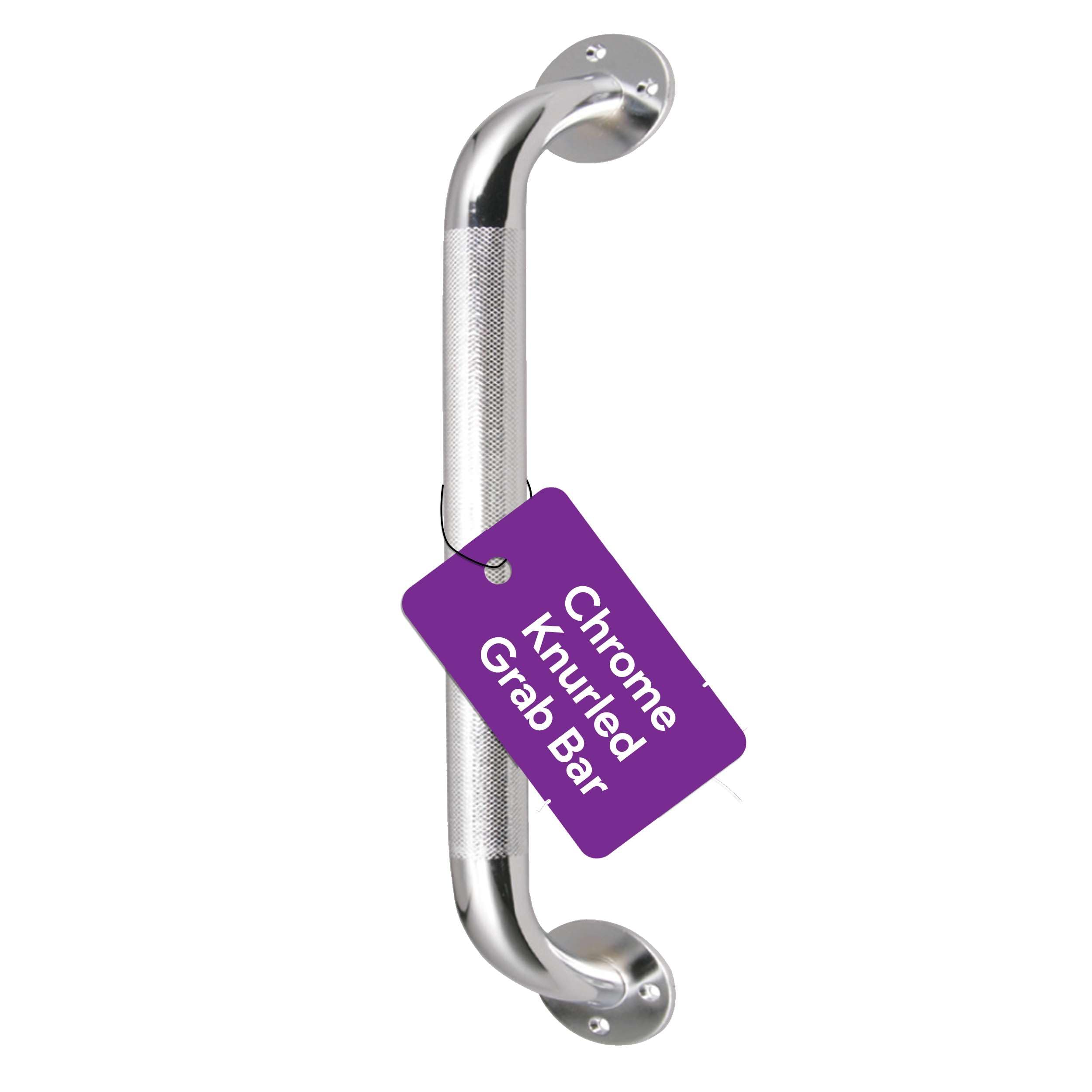 16 Inch Grab Bars for Bathtubs and Showers - Chrome Knurled Bathroom Safety Rail Handle - Non Slip Textured Grip Handicap Grab Bar for Seniors, 250