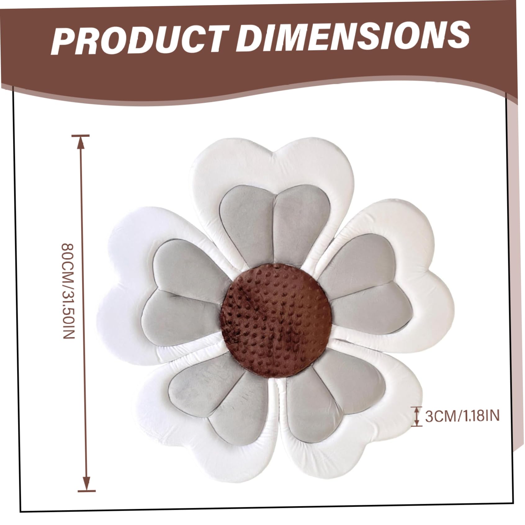Supporto per bagnetto per bambini 31, 5x1, 2 '' Vaschetta per il bagnetto morbida anticollisione Elementi essenziali per il bagno con fiori a foglia grigia con bordo bianco per sedersi o gattonare