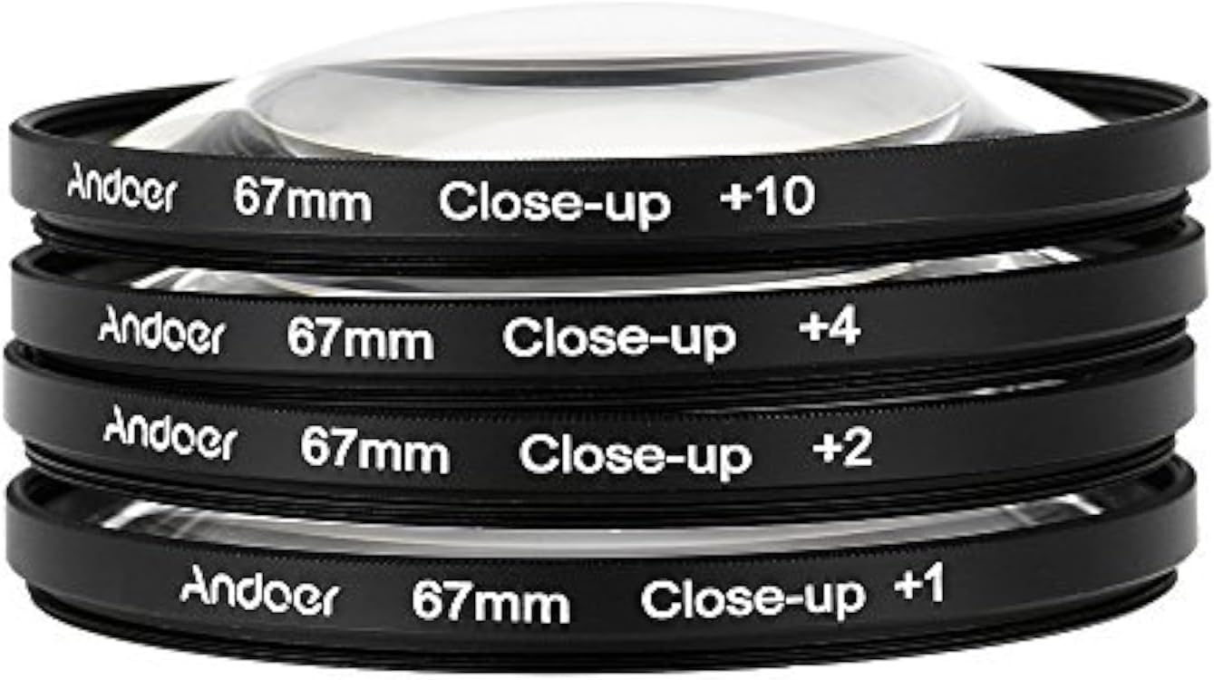 Andoer 67mm מאקרו ערכת מסנן תקריב +1 +2 +4 +10 תואם ל-Nikon D80 D90 D7000 Canon Tamron Sigma DSLRs