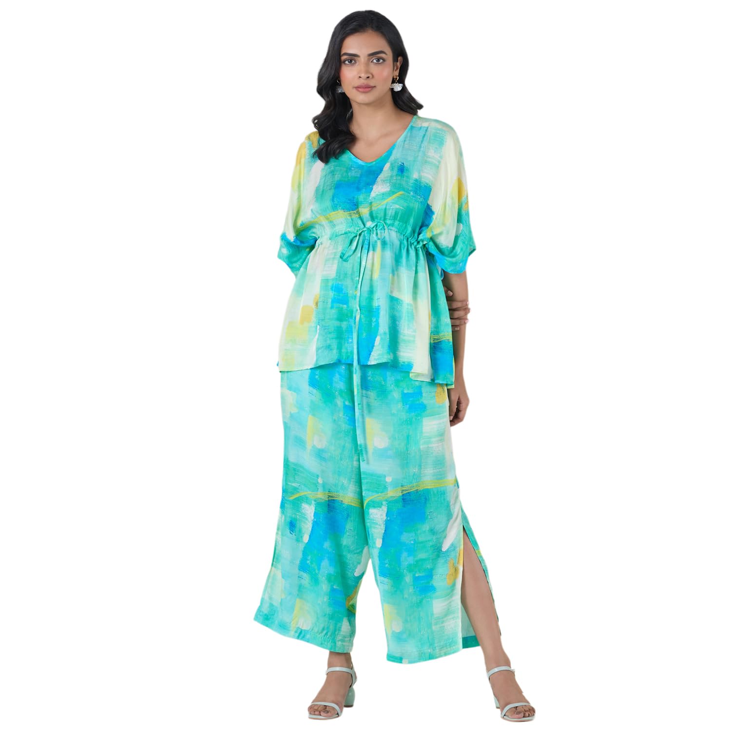 navyasa blue liva crepe abstract print co-ord set-image-40