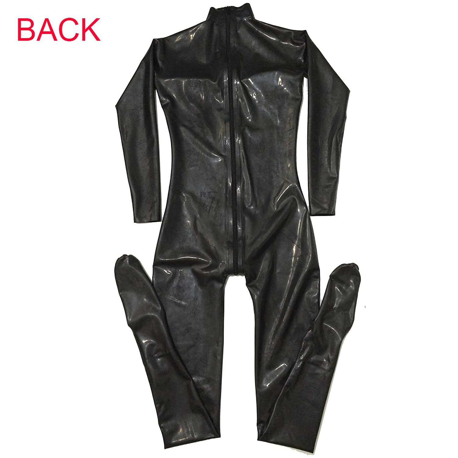 Traje de Látex con Copa el Pecho Mujer,Traje de Gato Goma con Cremallera Bidireccional Desde la Nuca Hasta el Vientre
