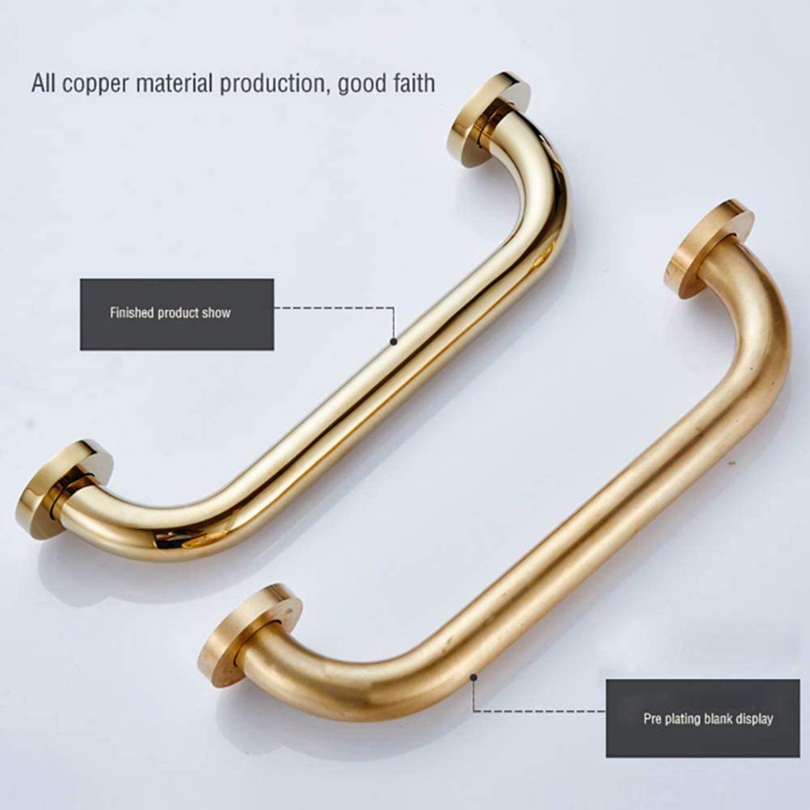 Maniglione per Doccia Oro, Maniglia per Vasca da Bagno in Ottone corrimano Supporto di Sicurezza per disabili, Anziani, infortuni, 30 cm (30 cm) (50 cm B)