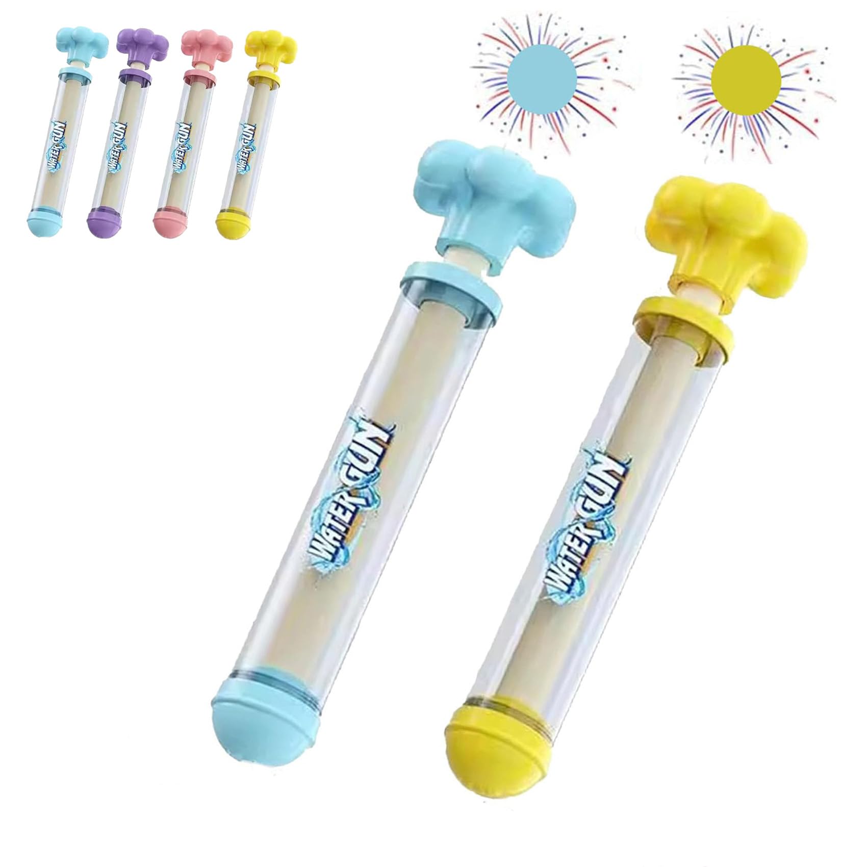 Firework Water Spray Gun - 2/4PCS Fireworks Water Gun, Funny Romantic FireworkWaterGun for Family Gatherings, Water Festivals, Pool Parties (Blue+Yellow)