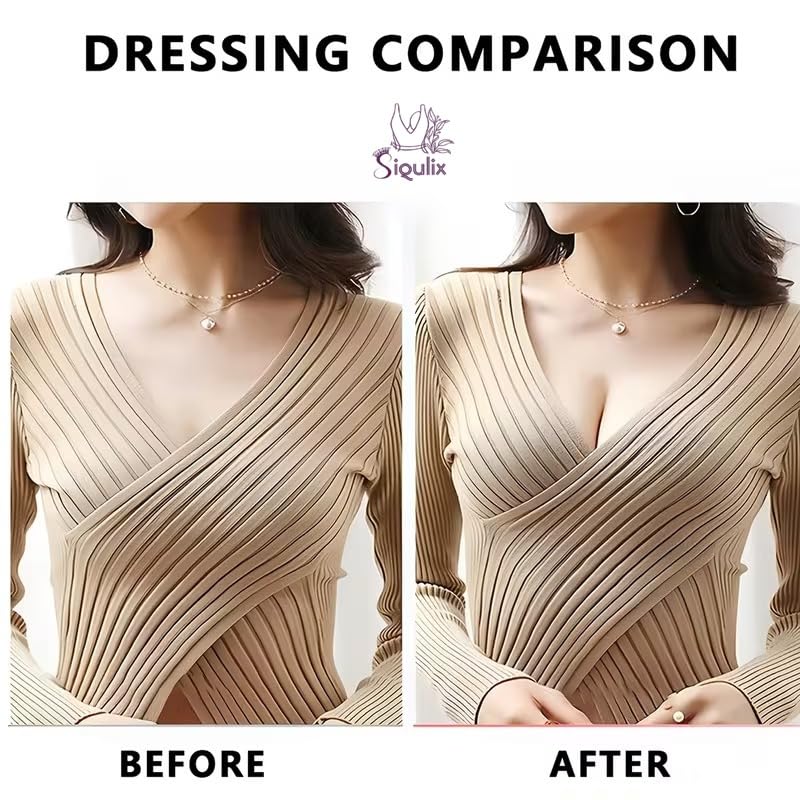SIQULIX Women's & Girls Nipple Cover Strapless Bra 2 pcs Instant Breast Lift Sticky Bra Backless Invisible Push up Self Adhesive Bra Reusable Silicone Breast Lift Up Wire. Beige (Round Beige). 4