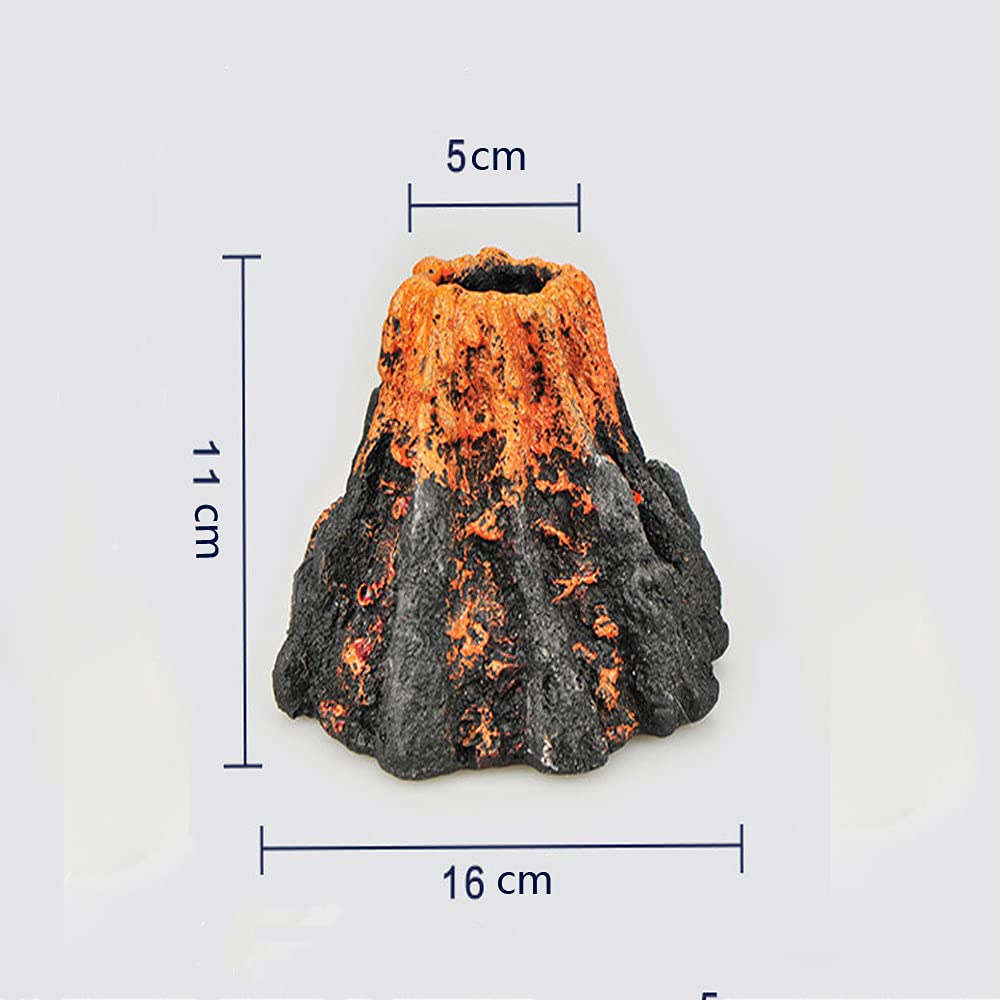 Decoración de volcán de Acuario, decoración de pecera de Resina con Burbujas aireadoras, 6,3 x 4,3 Pulgadas, decoración de Paisaje de Roca de Lava, Accesorios de Acuario