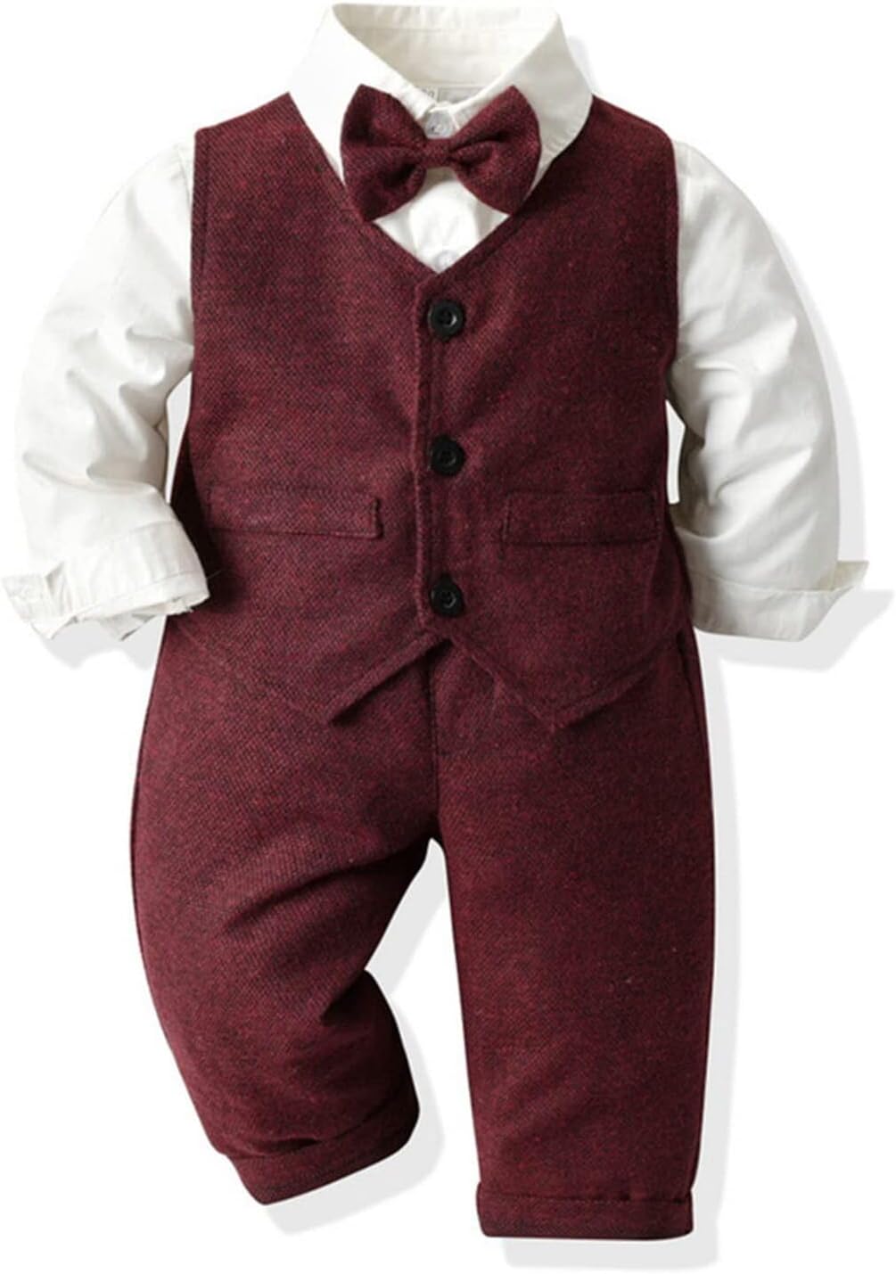 Volunboy Baby Boy Suit Toddler Formal Outfit Kids 3 Piece Vest Gentleman Clothes Long Sleeve Shirt and Pants Set