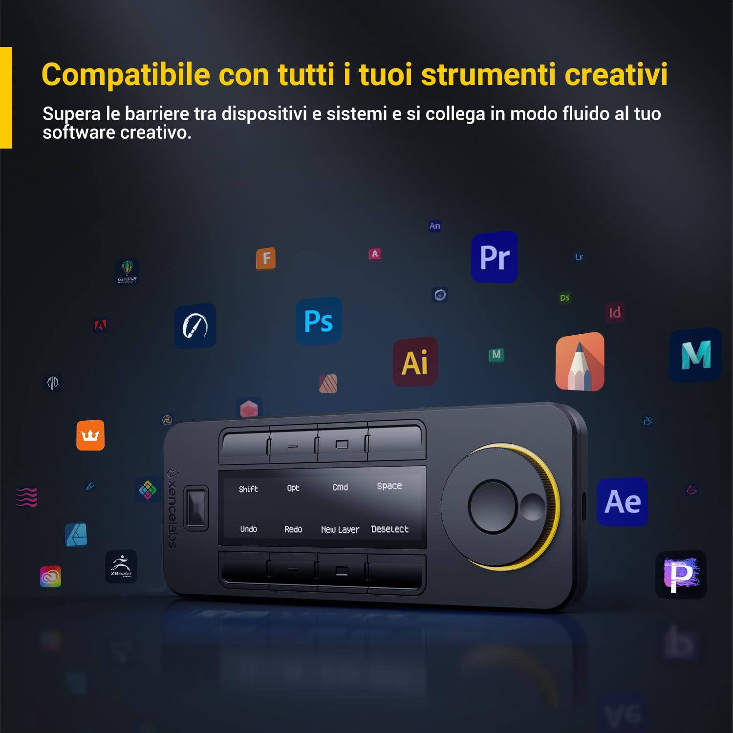 XENCELABS Quick Keys per Tavoletta Grafica con Display OLED - Tastiera Programmatibile Tasti Shortcut Personalizzabili Tastiera Programmatibile per Tablette Grafiche PC Laptop