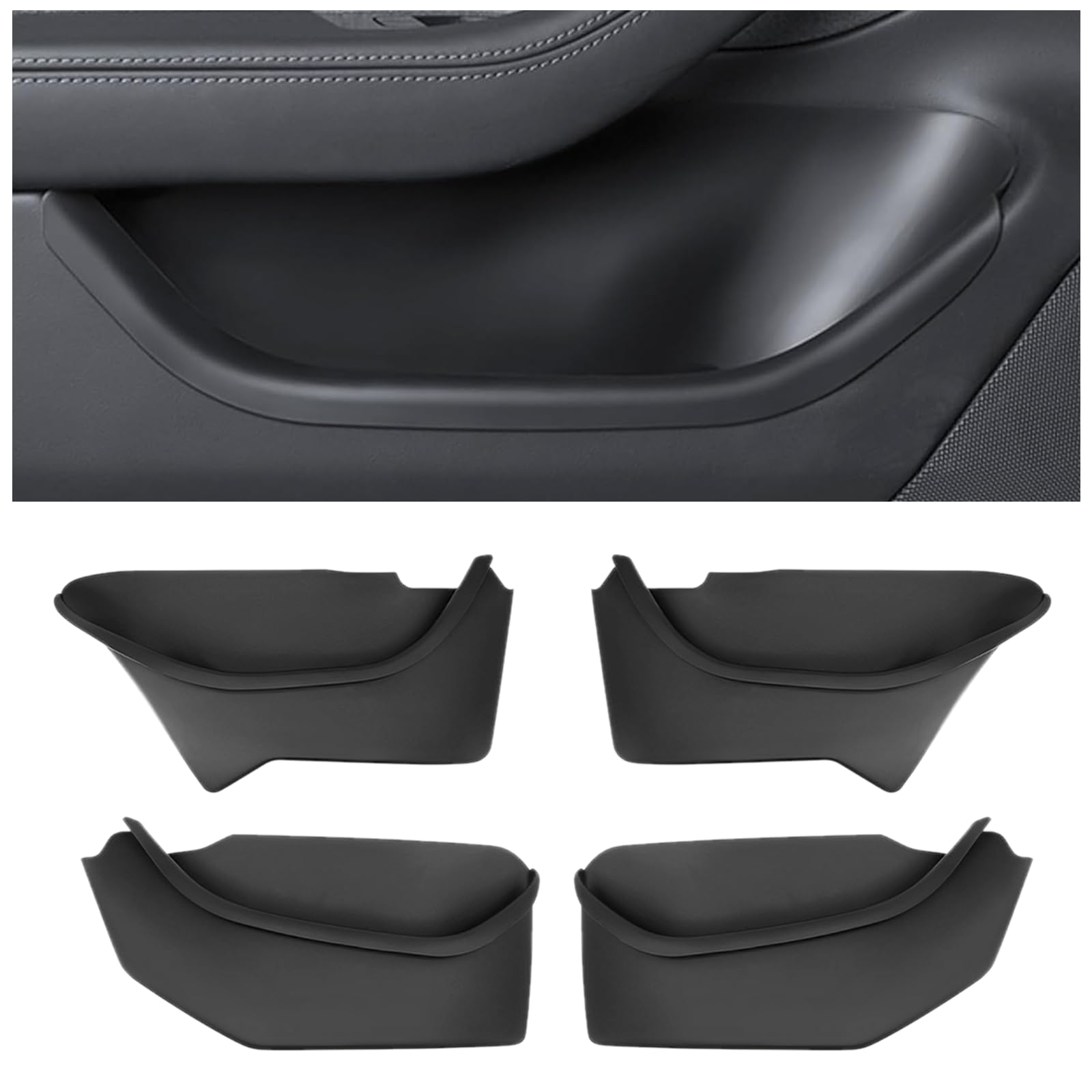 Photo 1 of VPEAMGZ 2025 2026 Tesla Model Y Juniper Door Pocket Liner Storage Box Organizer Front & Rear Side Door Inserts for Juniper Full-Cover TPE Waterproof Refresh Model Y Accessories 4PCS
