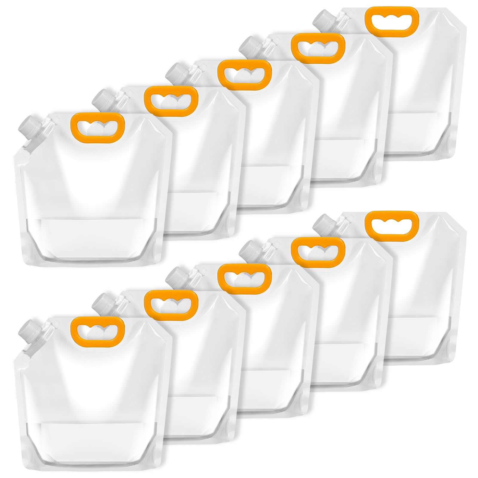 ICYANG 10 Pieces Collapsible Water Containers, 1/2 Gallon Folding Water Jugs, Leakproof Disposable for Sports Camping Hiking Travel