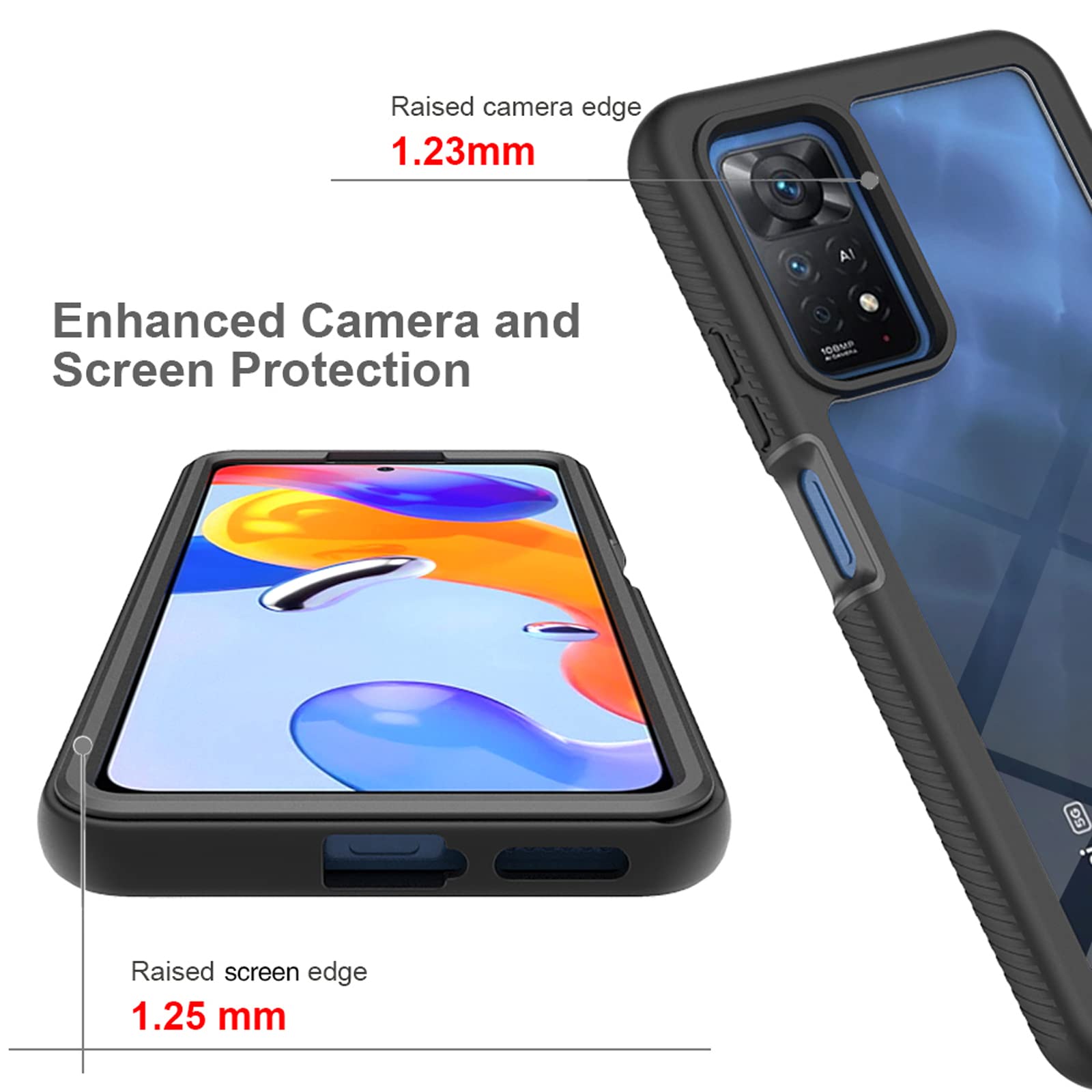 XINYEXIN Cover Antiurto Per Xiaomi Redmi Note 11 4G / 11S 4G – Custodia 360° Con Protezione Schermo Incorporata, Trasparente Blu Scuro