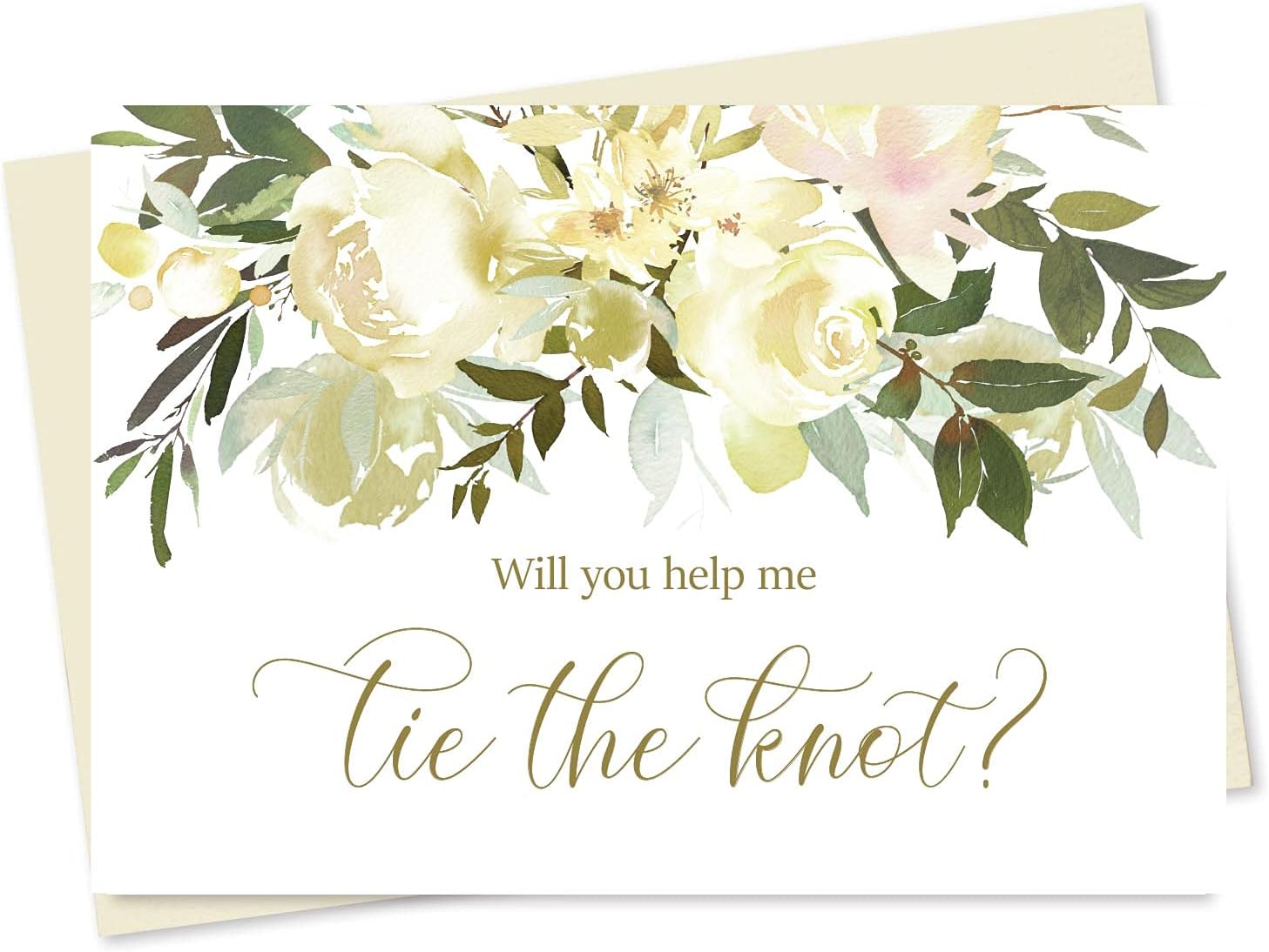 Set of 10 Floral Wedding Party Proposal Cards, Will You Help Me Tie the Knot Cards and Matching Envelope Seals, Blank Cards to propose to Bridesmaid, Matron of Honor, Maid of Honor, Flower Girl