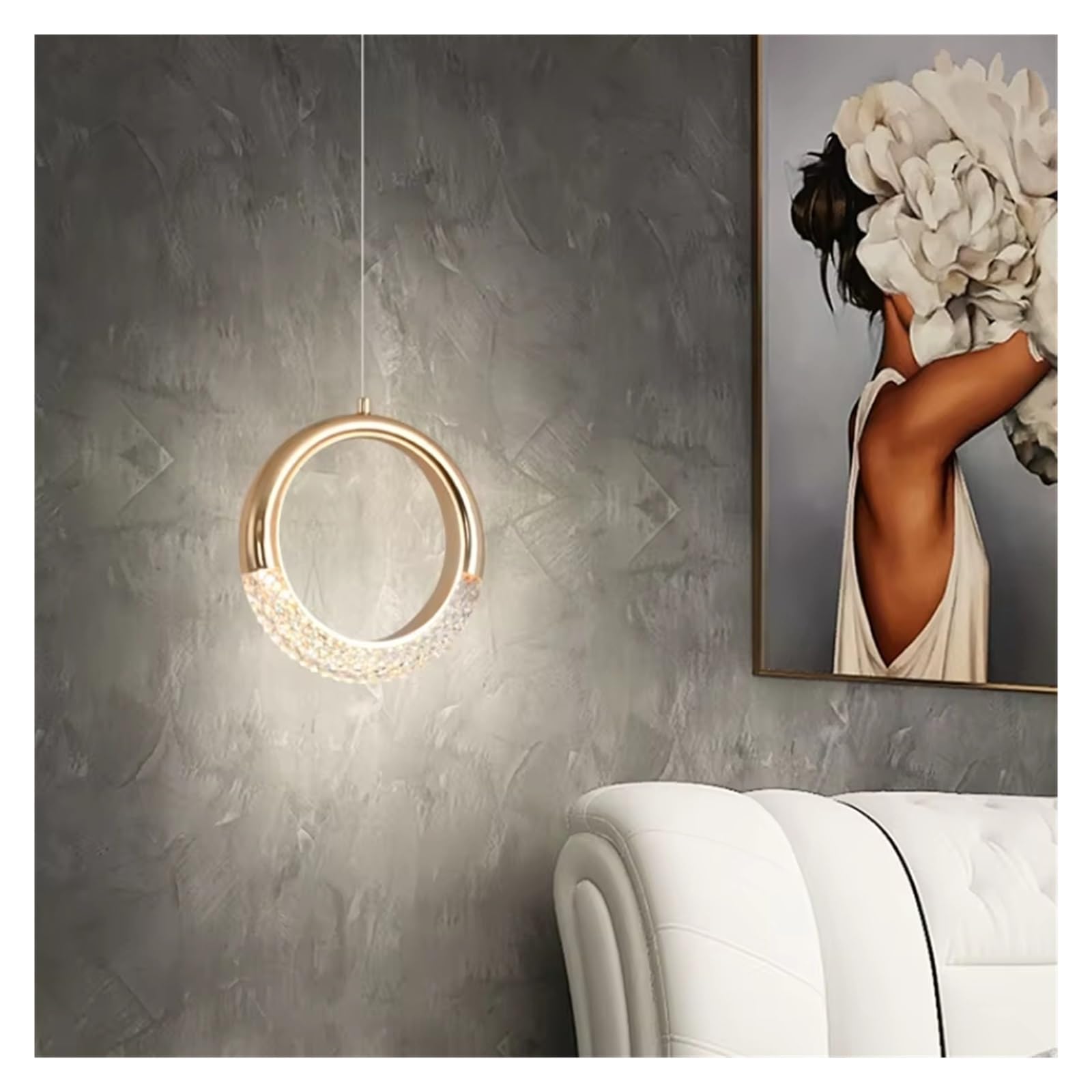 PCXEHUYP Nordic Luxury Circular Chandelier Living Room Loft Staircase Earring Hanging Lamps Indoor Decorative Fixtures ﻿