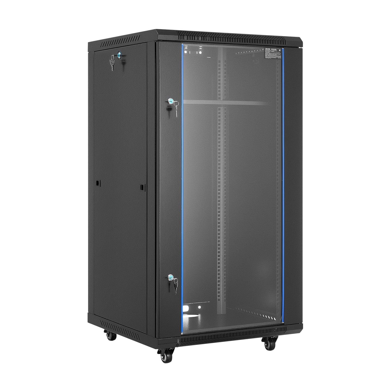 Photo 1 of VEVOR 22U Server Rack Cabinet, Network Cabinet Wall Mount, 23.6 in Depth, Network Rack Enclosure with Locking Tempered Glass Door, 4 Casters, Side Panels, for 19’’ IT Equipment, A/V Devices