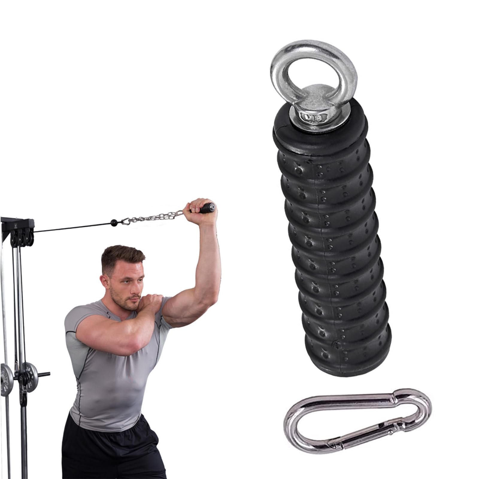 Zicolor Ergonomic Tricep Rope Handle Pulldown Attachment Fitness Cable Attachments for Gym Home, LAT Pull Down Bar for Cable Machine, Tricep Grip Arm Workout Cable Attachments