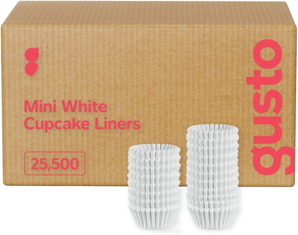 GUSTO [500Pcs] Standard Cupcake Liners for Baking - Food Grade & Grease-Proof Muffin Liners, Durable Baking Cups for Muffins, Cupcakes, and More - Formerly Comfy Package (Assorted Colors, 12500 Count)
