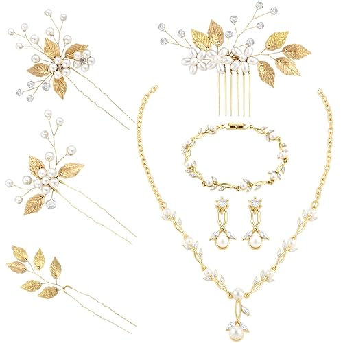 Liliaafar 8 Pcs Crystal Wedding Jewelry Set Women Silver Necklace