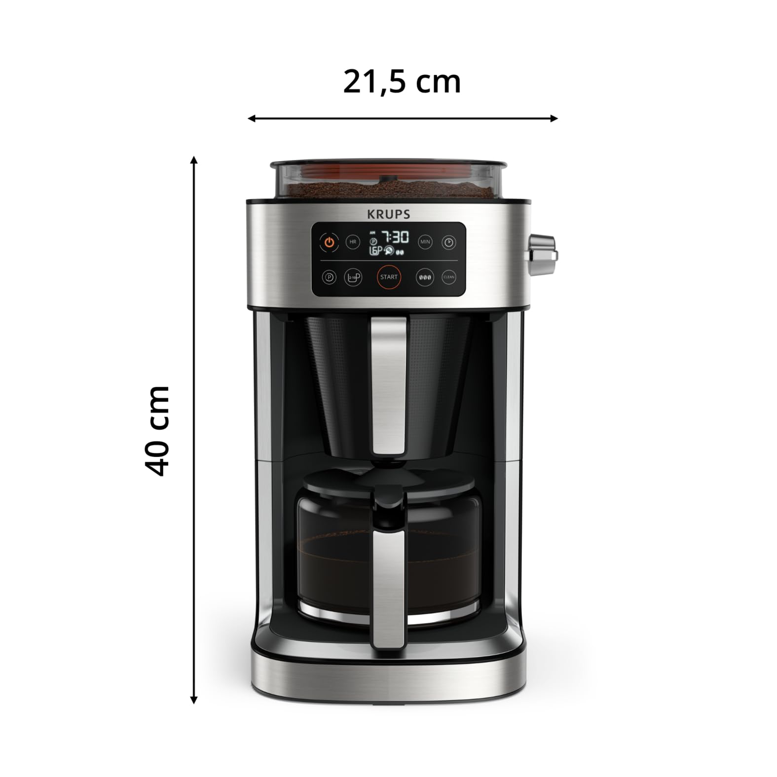 Krups Cafetière filtre Aroma Partner, Bac à café hermétique intégré, Dosages automatiques et précis grâce au système de levier intelligent, 10 à 15 tasses, Capacité 1,25 L KM760D10