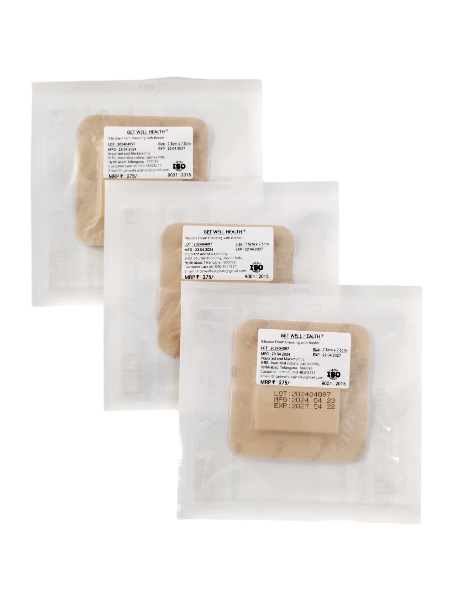 Get Well Health® Border Dressing patch for bedsores 7.5cm x 7.5 cm (Pack of 3 pcs) (B0C5RJH5YL) Amazon Price History, Amazon Price Tracker
