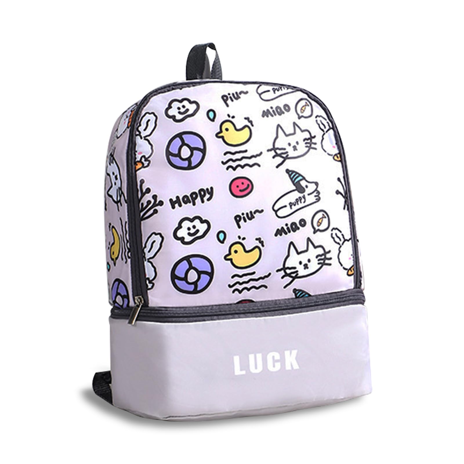 KASESSS Animals Swimming Bags for Kids, Lightweight Sports Bag with Shoe Compartment, Waterproof Large-Capacity Swim Bag Summer Wet/Dry Pocket with Zippered for Swimming Pool Beach Travel School Grey