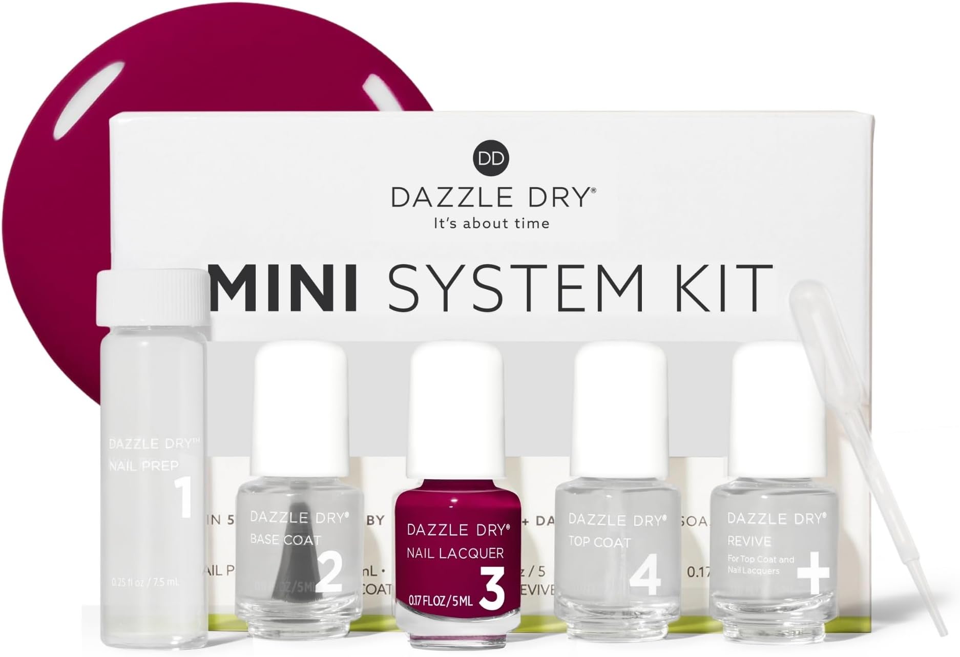 Mini Kit 4 Step System - Raspberry Rush, a full coverage raspberry with purple undertones. (5 Piece Kit / 5 Manicures)