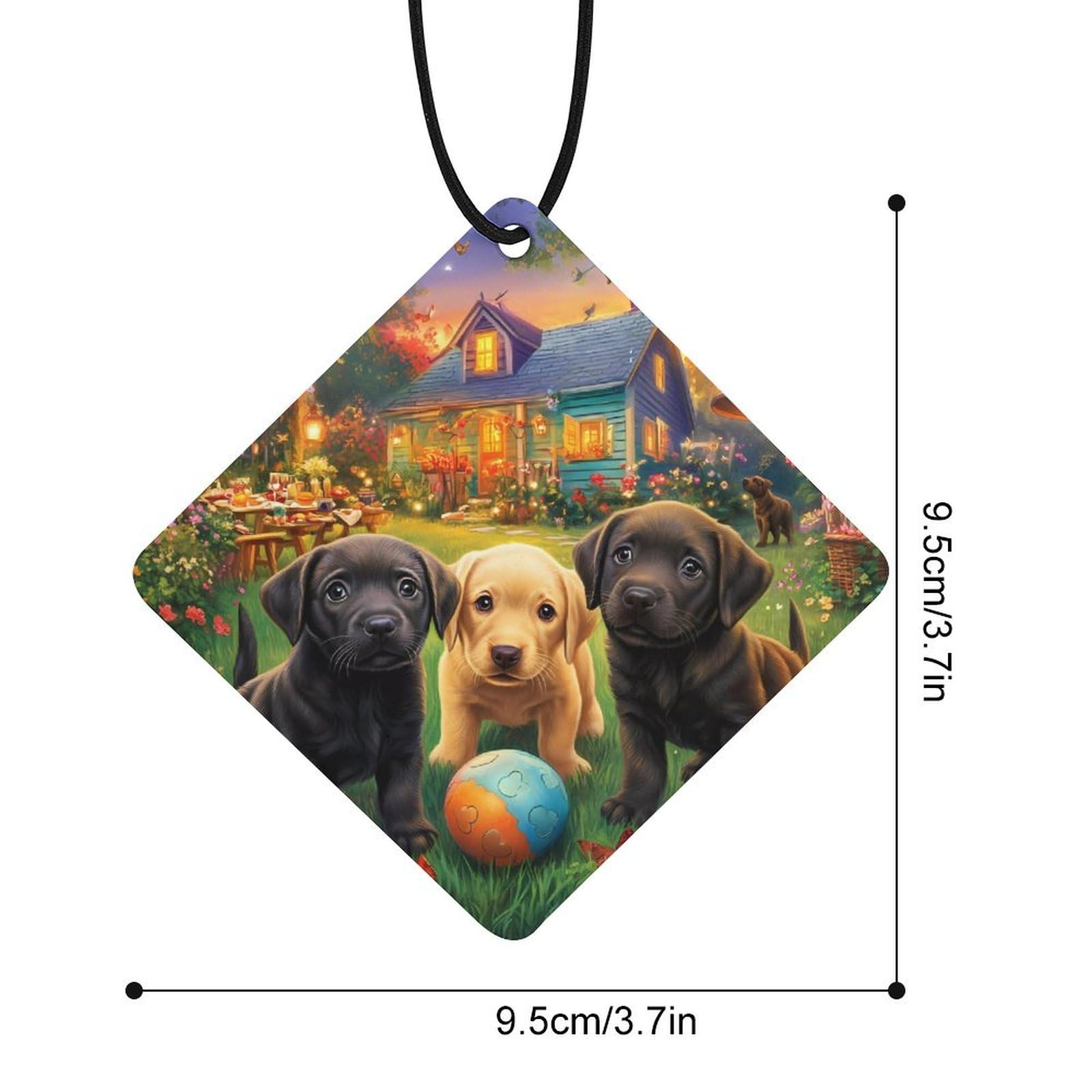 Puppies Dog Play TIme Car Air Freshener Hanging Aromatherapy Tablets for Car Accessories Rhombus
