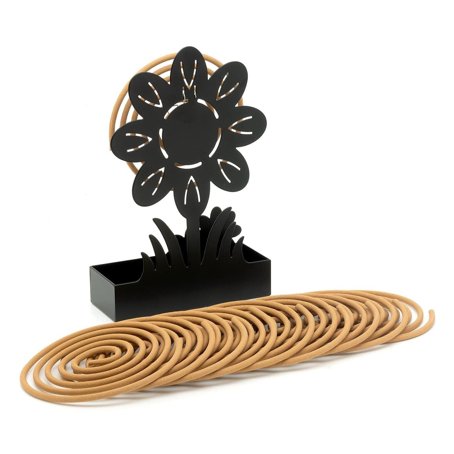 CKB LTD Mosquito Incense Spiral Holder – Includes 10 Citronella Coils, Metal Flower, Coil Stick Insect Repellent Stand with Ash Tray for Indoor & Outdoor Garden Use