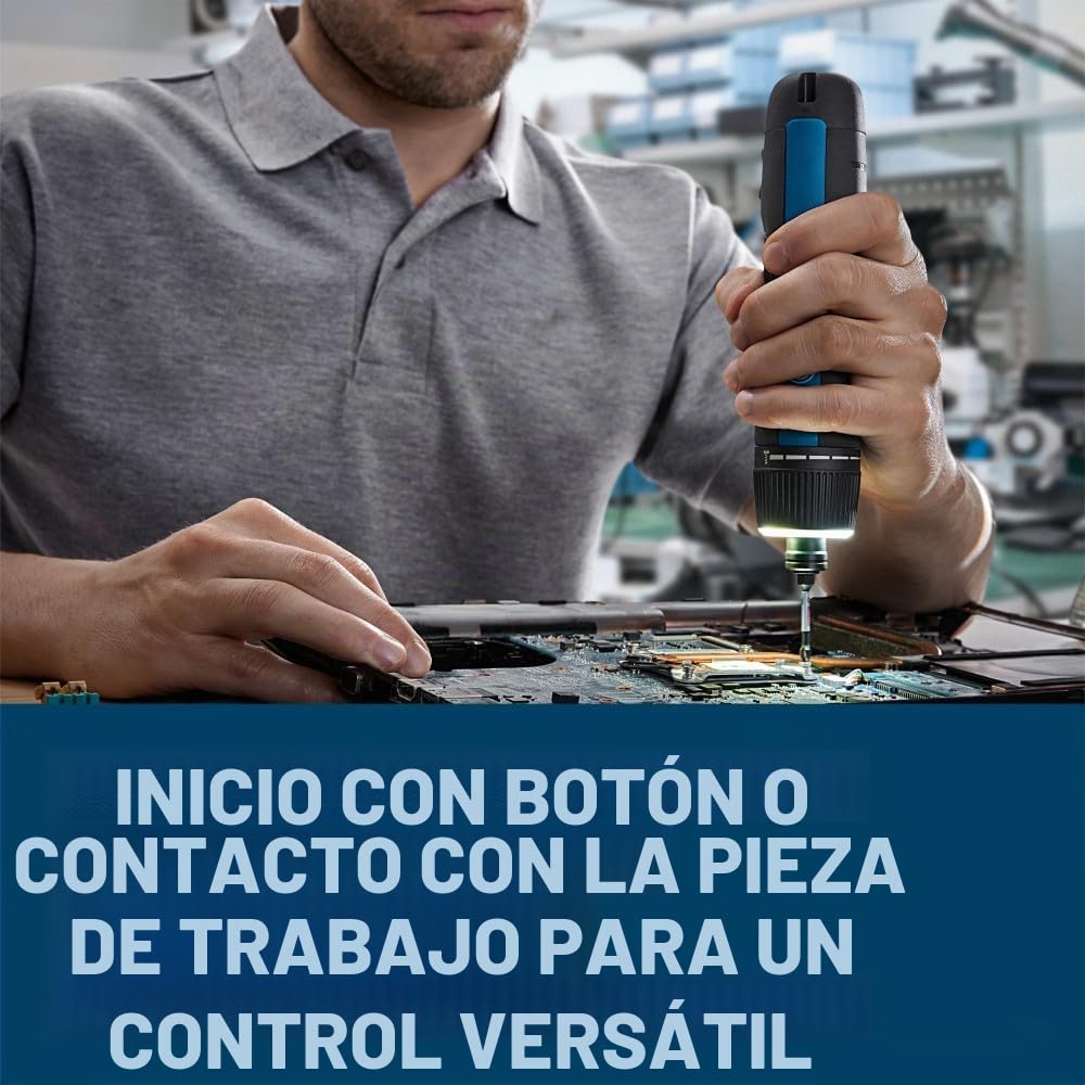 Bosch GSD4V-35 - Destornillador recargable USB-C de 4 V Max - Diseño compacto, activación dual, bloqueo universal de brocas, 8 ajustes de par, luz de trabajo LED