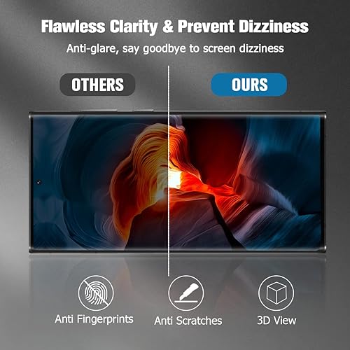 Miniatura 5 de Paquete (1+2) Protector de pantalla de privacidad para Samsung Galaxy S23 Ultra con protector de lente de cámara de vidrio curvado 3D resistente a los