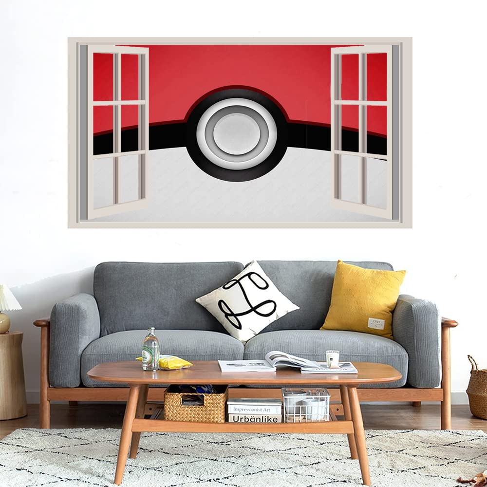 GADGETS WRAP Printed Wall Decal Sticker Fake Window Style Decal (90cm x 50cm) - RED Black White SIMBLE