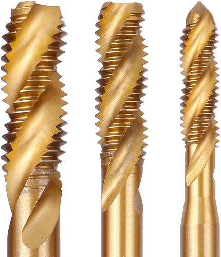 Miniatura 6 de Rocaris Juego de 9 grifos métricos M2 M2.5 M3 M4 M5 M6 M8 M10 M12 con revestimiento de titanio HSS espiral flauta métrica