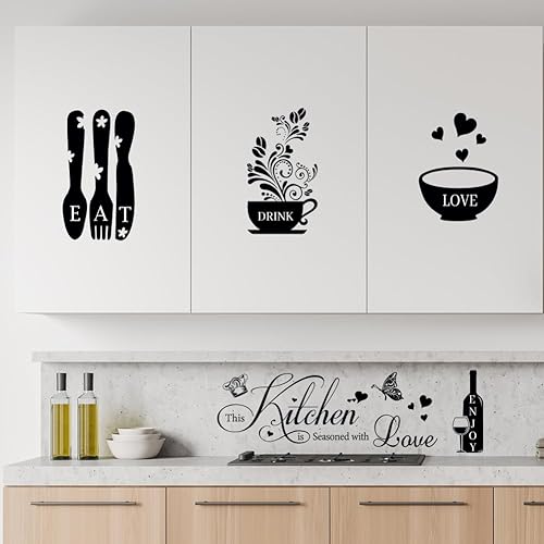 Miniatura 2 de Calcomanías de pared de cocina, citas de cocina, calcomanías de pared para cocina, comedor, arte de pared, despegar y pegar, utensilios de cocina,