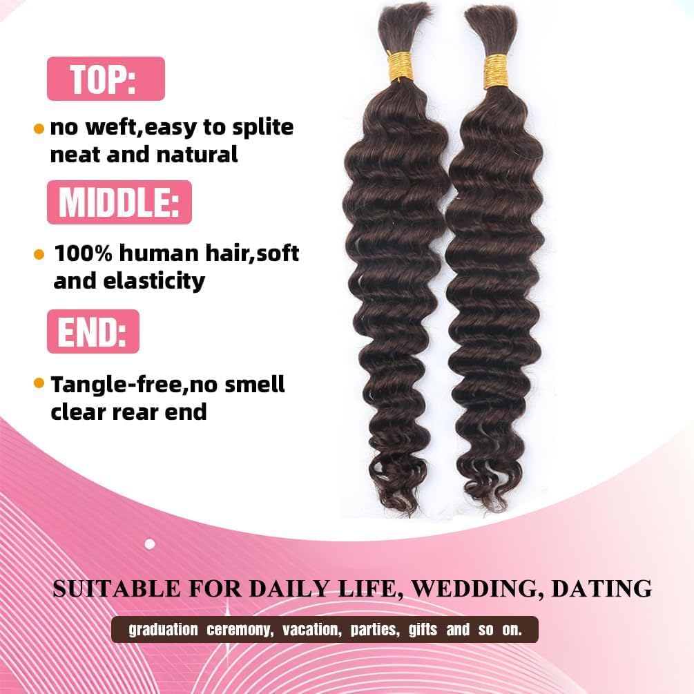 Brown Human Braiding Hair for Boho Braids Echthaar für Boho‑Zöpfe 40cm